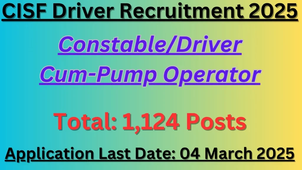 CISF Driver Recruitment