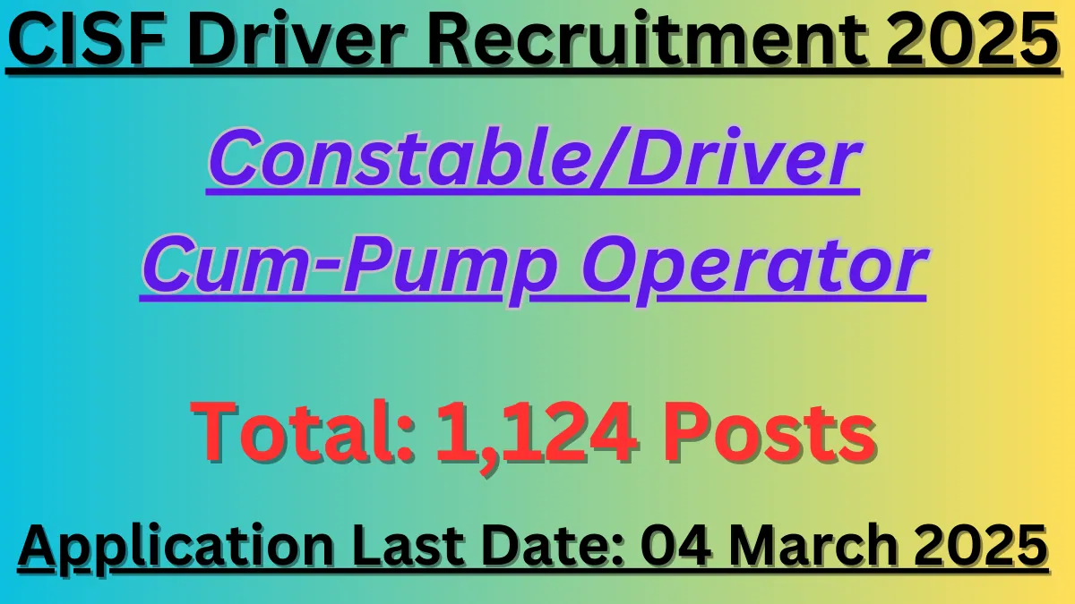 CISF Driver Recruitment